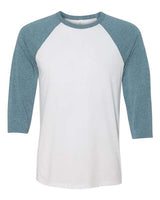 Bella + Canvas 3200 Unisex 3/4-Sleeve Baseball T-Shirt #color_WHITE/ DENIM