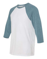 Bella + Canvas 3200 Unisex 3/4-Sleeve Baseball T-Shirt #color_WHITE/ DENIM