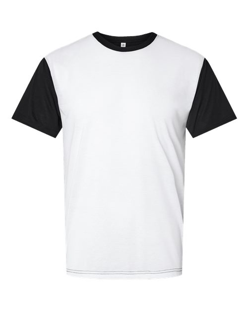 Sublivie S1902 Men's Blackout Sublimation T-Shirt #color_WHITE/ BLACK