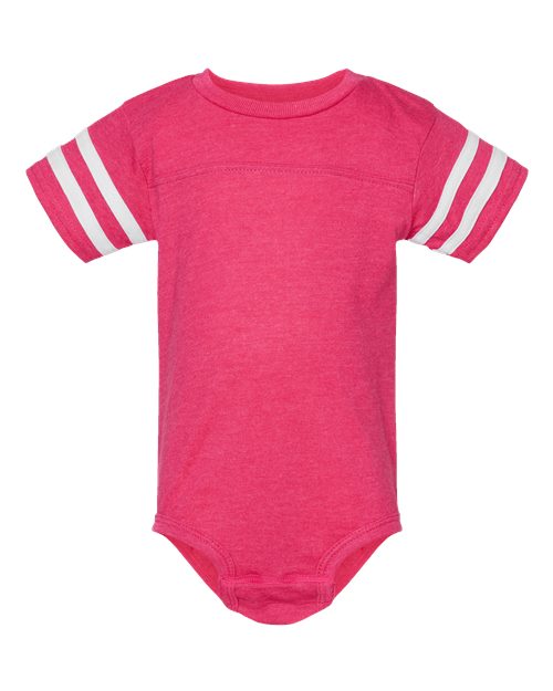 Rabbit Skins 4437 Infant Football Bodysuit #color_V HT PNK/ BD WHT