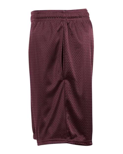 "Badger 7219 Pro Mesh 9" Shorts with Pockets #color_Maroon"