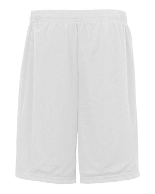 "Badger 7219 Pro Mesh 9" Shorts with Pockets #color_White"