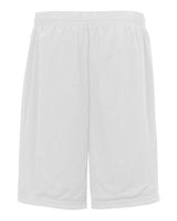 "Badger 7219 Pro Mesh 9" Shorts with Pockets #color_White"