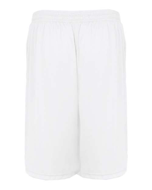 "Badger 4119 B-Core 10" Shorts with Pockets #color_White"