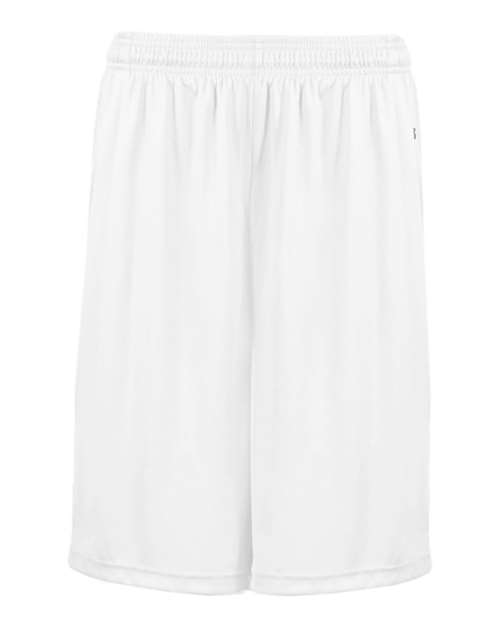"Badger 4119 B-Core 10" Shorts with Pockets #color_White"