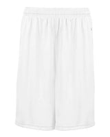 "Badger 4119 B-Core 10" Shorts with Pockets #color_White"