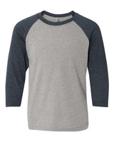Next Level 3352 Youth CVC 3/4-Sleeve Raglan #color_MD NY/ D HTR GRY