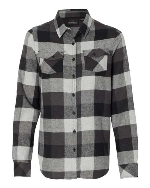 Burnside B5210 Ladies' Plaid Boyfriend Flannel Shirt #color_BLACK