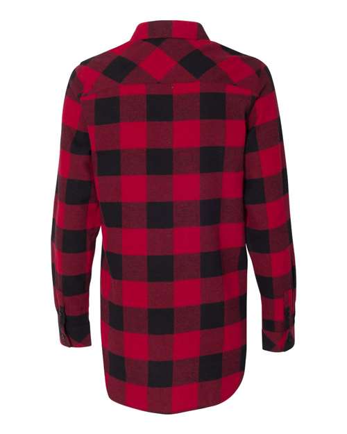 Burnside B5210 Ladies' Plaid Boyfriend Flannel Shirt #color_RED/ BLACK