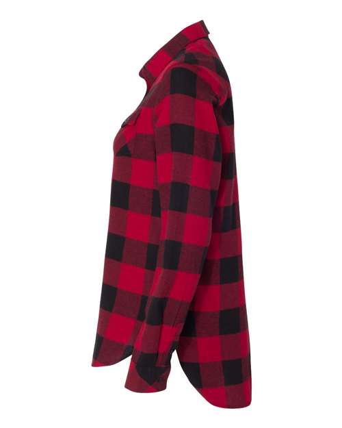 Burnside B5210 Ladies' Plaid Boyfriend Flannel Shirt #color_RED/ BLACK
