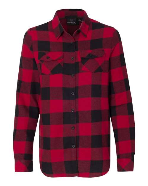 Burnside B5210 Ladies' Plaid Boyfriend Flannel Shirt #color_RED/ BLACK