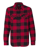 Burnside B5210 Ladies' Plaid Boyfriend Flannel Shirt #color_RED/ BLACK