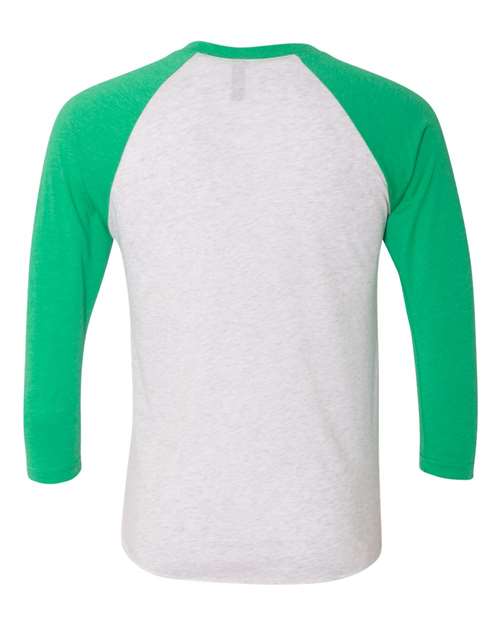 Next Level 6051 Unisex Triblend 3/4-Sleeve Raglan #color_ENVY/ HTHR WHT