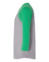 Next Level 6051 Unisex Triblend 3/4-Sleeve Raglan #color_ENVY/ PREM HTHR