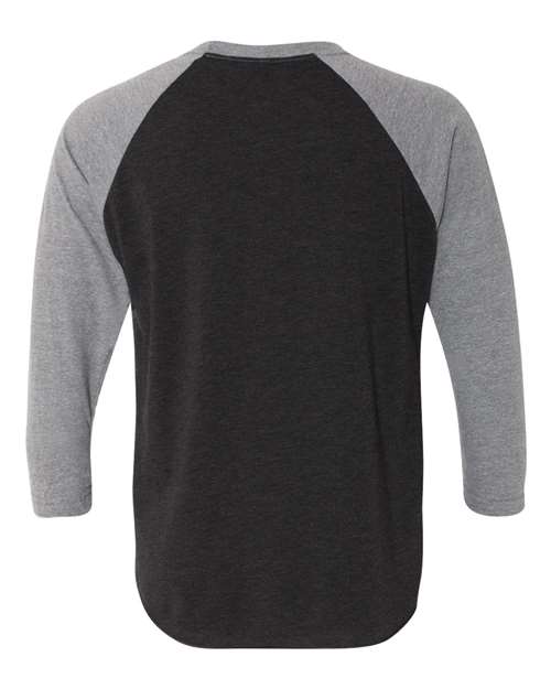Next Level 6051 Unisex Triblend 3/4-Sleeve Raglan #color_PR HTHR/ VIN BLK