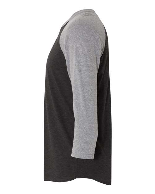 Next Level 6051 Unisex Triblend 3/4-Sleeve Raglan #color_PR HTHR/ VIN BLK