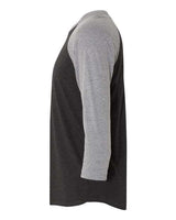 Next Level 6051 Unisex Triblend 3/4-Sleeve Raglan #color_PR HTHR/ VIN BLK