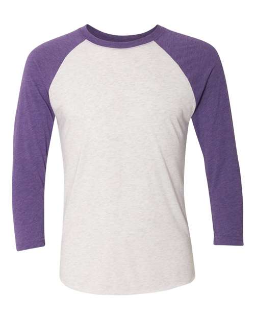 Next Level 6051 Unisex Triblend 3/4-Sleeve Raglan #color_PUR RSH/ HTR WHT