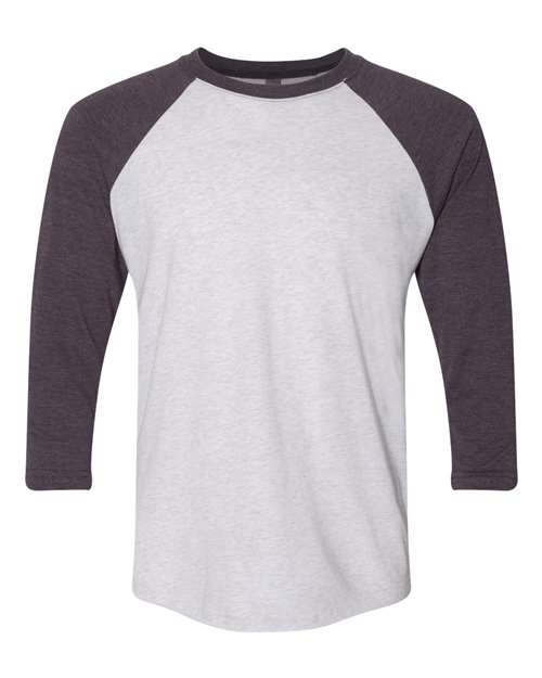 Next Level 6051 Unisex Triblend 3/4-Sleeve Raglan #color_VIN PUR/ HTR WHT