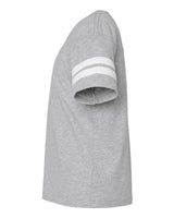 LAT 6137 Youth Football Fine Jersey T-Shirt #color_VN HTHR/ BLD WHT