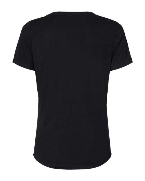 Bella + Canvas 6405 Ladies' Relaxed Jersey V-Neck T-Shirt #color_SOLID BLK TRBLND