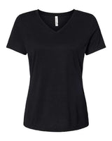 Bella + Canvas 6405 Ladies' Relaxed Jersey V-Neck T-Shirt #color_SOLID BLK TRBLND