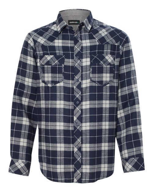 Burnside B8210 Men's Plaid Flannel Shirt #color_NAVY/ GREY