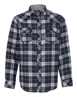 Burnside B8210 Men's Plaid Flannel Shirt #color_NAVY/ GREY
