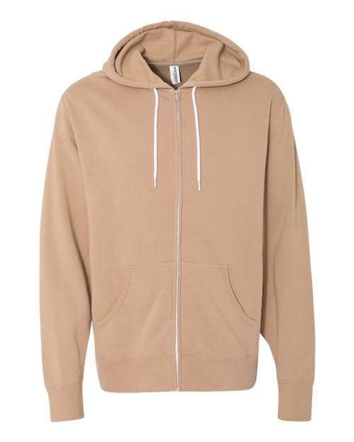 Independent Trading Co. AFX90UNZ Lightweight Full-Zip Hooded Sweatshirt #color_Sandstone