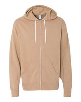 Independent Trading Co. AFX90UNZ Lightweight Full-Zip Hooded Sweatshirt #color_Sandstone
