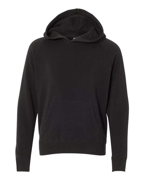 Independent Trading Co. PRM15YSB Youth Lightweight Special Blend Raglan Hooded Sweatshirt #color_Black