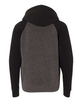 Independent Trading Co. PRM15YSB Youth Lightweight Special Blend Raglan Hooded Sweatshirt #color_Carbon/ Black