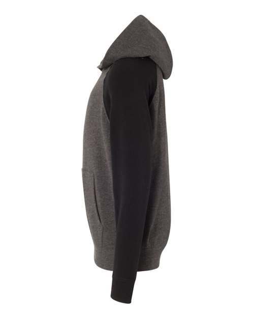 Independent Trading Co. PRM15YSB Youth Lightweight Special Blend Raglan Hooded Sweatshirt #color_Carbon/ Black