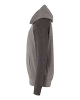 Independent Trading Co. PRM15YSB Youth Lightweight Special Blend Raglan Hooded Sweatshirt #color_Nickel/ Carbon