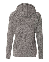 J America JA8616 Ladies' Cosmic Contrast Fleece Hooded Sweatshirt #color_CHARCOL FLK/ BLK