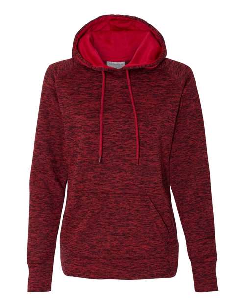 J America JA8616 Ladies' Cosmic Contrast Fleece Hooded Sweatshirt #color_RED FLECK/ RED