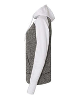 J America JA8618 Ladies' Colorblock Cosmic Hooded Sweatshirt #color_CHRCL FLK/ WHITE