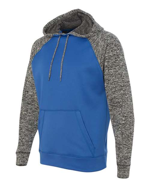 J America JA8612 Adult Colorblock Cosmic Pullover Hooded Sweatshirt #color_ROYL/ CHRCL FLK