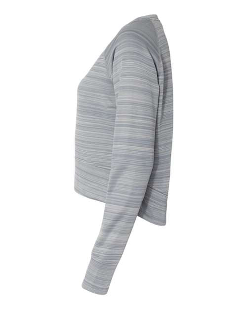 J America JA8663 Ladies' Odyssey Striped Poly Fleece Hi-Lo Crew #color_QUARRY STRIPE