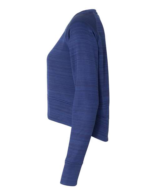 J America JA8663 Ladies' Odyssey Striped Poly Fleece Hi-Lo Crew #color_SAPPHIRE STRIPE