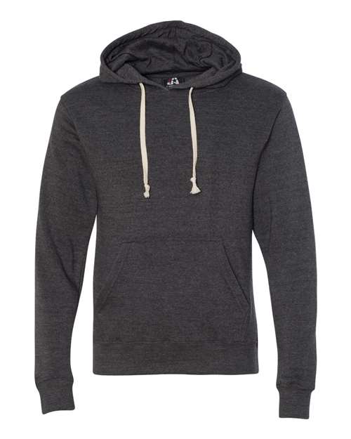 J America JA8871 Adult Triblend Pullover Fleece Hooded Sweatshirt #color_BLACK TRIBLEND