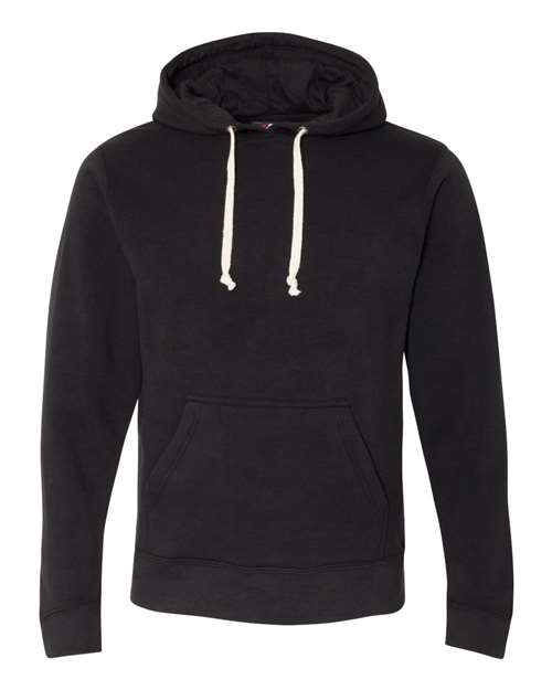J America JA8871 Adult Triblend Pullover Fleece Hooded Sweatshirt #color_SOLID BLK TRBLND