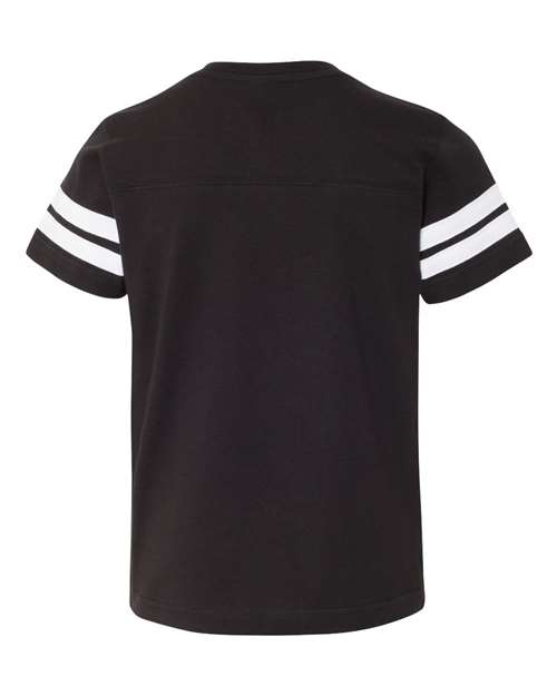 LAT 6137 Youth Football Fine Jersey T-Shirt #color_BLACK/ WHITE