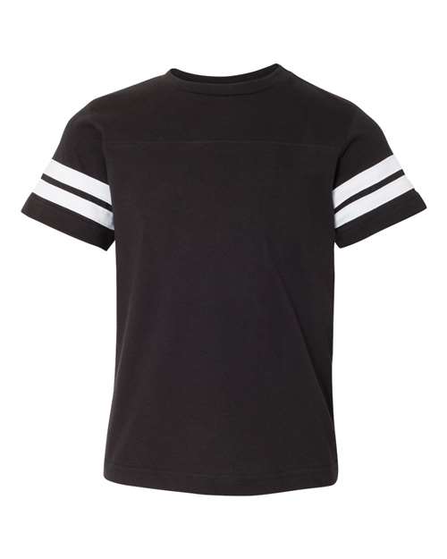 LAT 6137 Youth Football Fine Jersey T-Shirt #color_BLACK/ WHITE