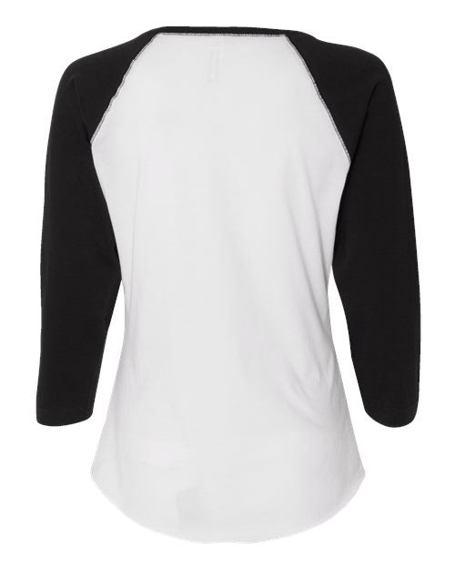 LAT LA3530 Ladies'' Baseball T-Shirt #color_WHITE/ BLACK
