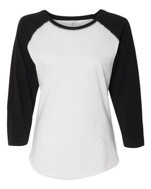 LAT LA3530 Ladies'' Baseball T-Shirt #color_WHITE/ BLACK
