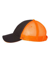Valucap S102 Sandwich Trucker Cap #color_Charcoal/ Neon Orange