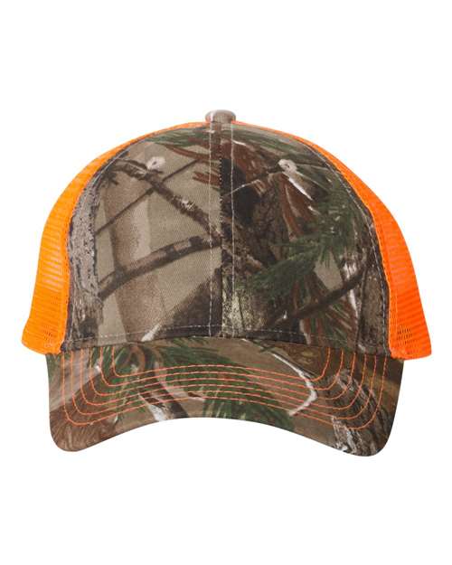 Kati LC5M Licensed Camo Mesh Back Cap #color_Realtree AP/ Neon Orange