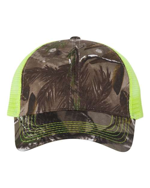 Kati LC5M Licensed Camo Mesh Back Cap #color_Realtree AP/ Neon Yellow
