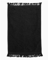 Q-Tees T100 Fringed Fingertip Towel #color_Black